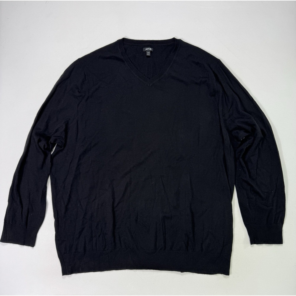 Apt 9 Mens 4XB Black Merino Wool Blend V-Neck Sweater Big & Tall Pullover Knit